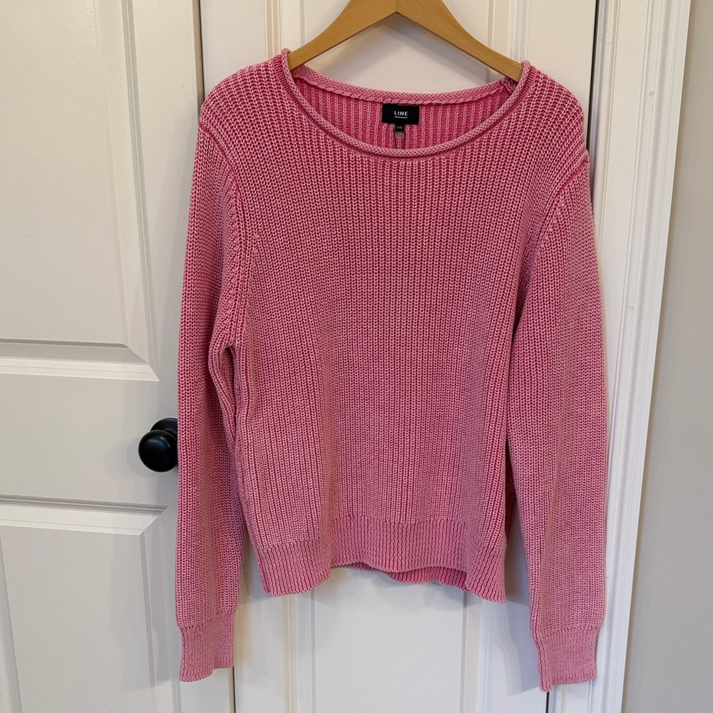 Line the Label Lettie cotton Pink shadow large L new NWT Crew Neck Sweater